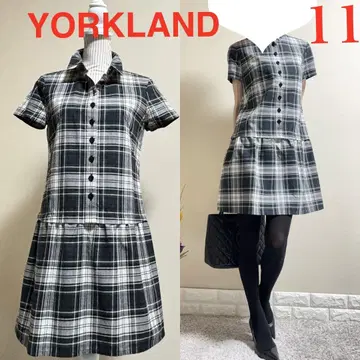 새상품급! 요크랜드 타탄 체크 셔츠 원피스 튜닉 그린 11 L