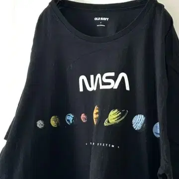 올드 네이비 NASA 우주 혹성 티셔츠 L 블랙 검정 구제 의류