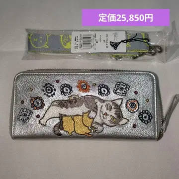 신상품 맨해트너즈 팅클 퍼스 장지갑 미케짱 엄마 고양이 패턴 자수