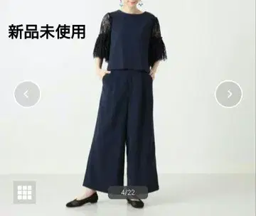 레이빔즈 레이스 슬리브 팬츠 셋업 네이비