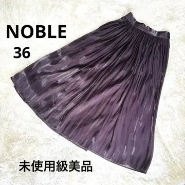 컨디션 최상 NOBLE 샤이니 개더 스커트 플리츠 36 브라운