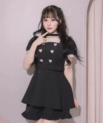 pium 초커 프릴 하트 버튼 셋업