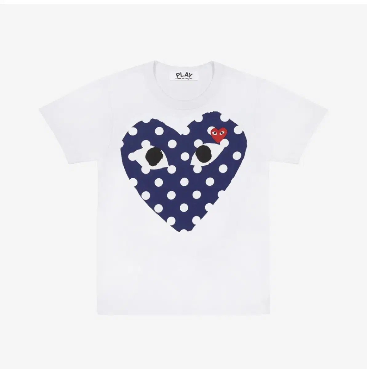 PLAY Comme des Garçons Red Heart Print Blue Heart T-shirt White