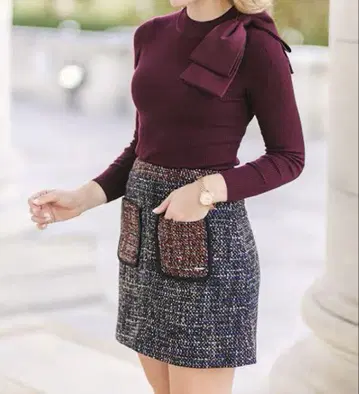 테드 베이커 Ted Baker 트위드 타이트 스커트 사다리꼴 스커트 1