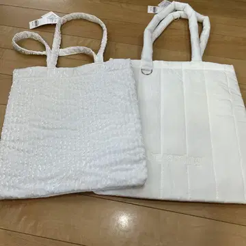 GLOBAL WORK 업무용 킬티 토트백 화이트
