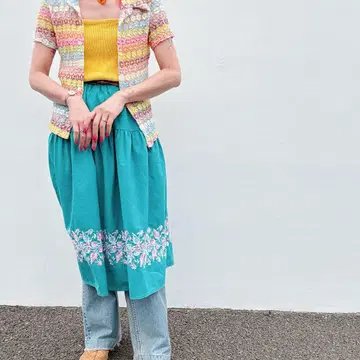 70s 70년 빈티지 빈티지 자수 스커트