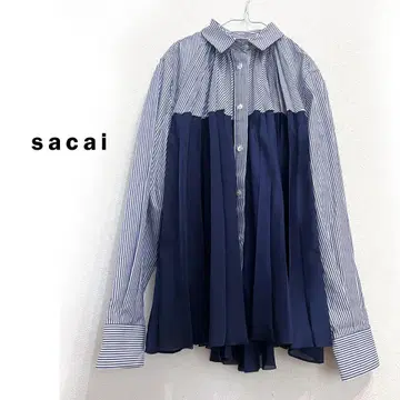 사카이 sacai 2022 AW 플리츠 블라우스 셔츠 스트라