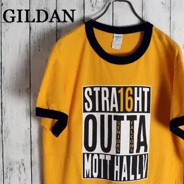 GILDAN 블록 로고 STRA16HT 등 넘버 링거 티셔츠