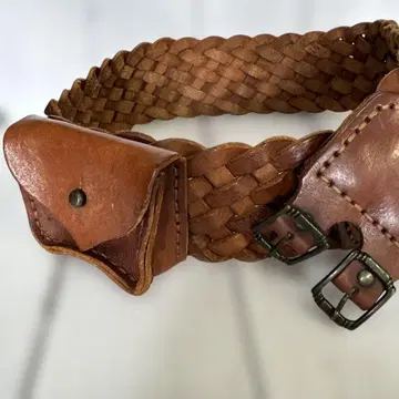 moussy 마우지 뜨개질 넓은 미니 파우치 포함 올 가죽 벨트