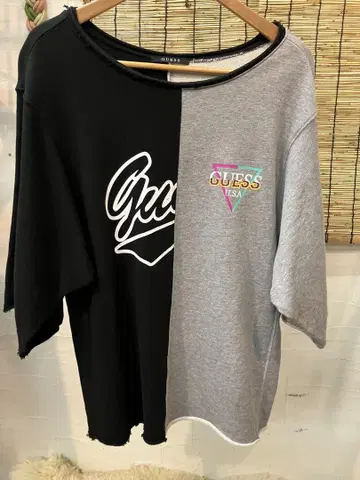 GUESS 게스 좌우 절개 5부 소매 맨투맨 트레이닝복 L