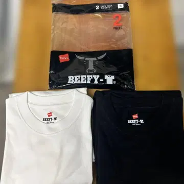 Hanes BEEFY-T S 사이즈 2장 세트 화이트 블랙