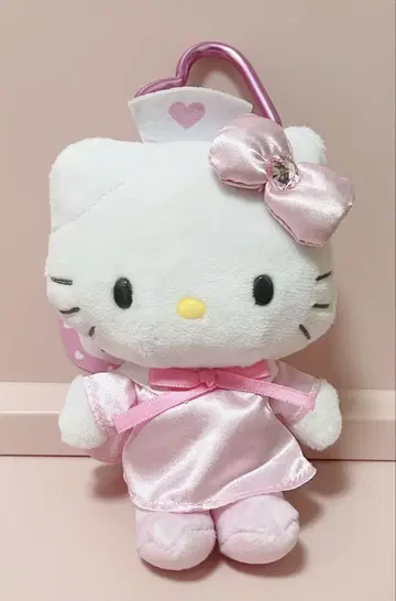 키티 간호사 마스코트 키링 카라비너 포함 핑크