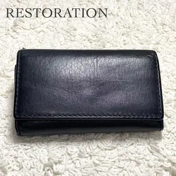 RESTORATION 블랙 동전 지갑이 있는 가죽 키 케이스