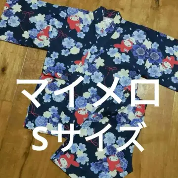 새상품급 마이멜로디 마이멜로 진베이 꽃무늬 네이비 블루 여성용 S 150
