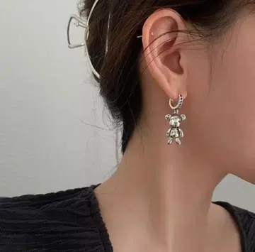 빈티지 귀걸이 베어 곰 파티 쥬얼리 실버