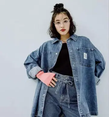 LEPSIM 렙심 BIG 데님 셔츠 케미컬 블루 85