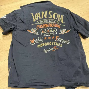 VANSON 반팔 워크 셔츠 S 블랙