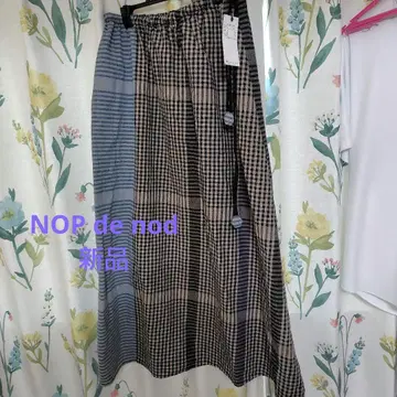 nopdenod 체크 무늬 플레어 롱 스커트