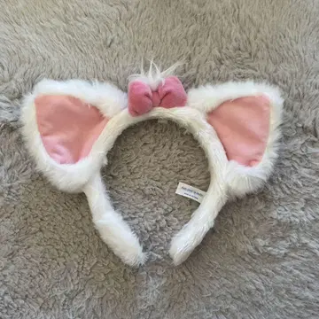 고양이 귀 머리띠 화이트 핑크 디즈니 마리