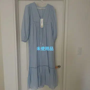누키테파 라이트 블루 롱 원피스 긴팔