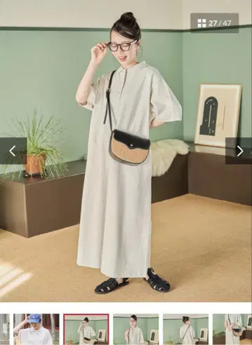 폴로 반팔 롱 원피스 라이트 그레이