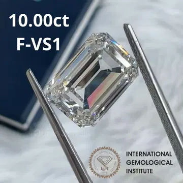 10.00ct F-VS1 에메랄드 컷 라보 그로운 다이아몬드