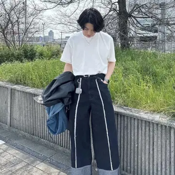 GIDEAL 스위칭 프링 와이드 데님 팬츠