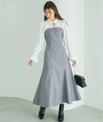 셔츠 원피스 옷깃 그레이 레이스업 A라인 마이너스 5kg S 사이즈