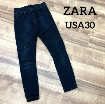ZARA 자라 데님 블랙 바이커 USA30