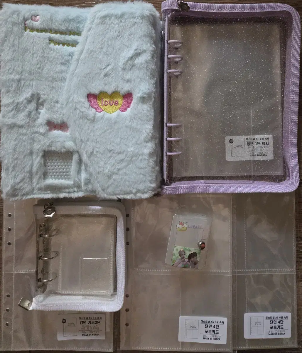 6공 글리터, 털 포카 바인더 3공 글리터 바인더, 증사 바인더, 속지