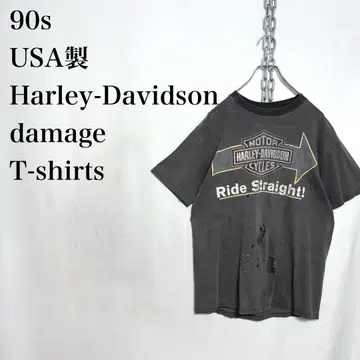 90년대 USA제 할리데이비슨 티셔츠 굿 데미지 페이드 구제 의류