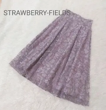 STRAWBERRY-FIELDS 자수 레이스 스커트 롱 꽃무늬 M