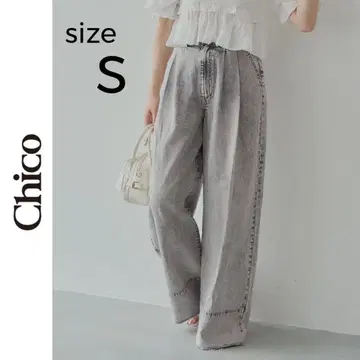 새상품 Chico 턱 디자인 와이드 데님 핑크 S 치코