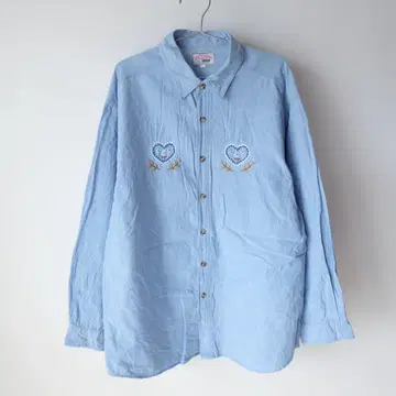 USED 구제 의류 하트 꽃 자수 스티치 셔츠