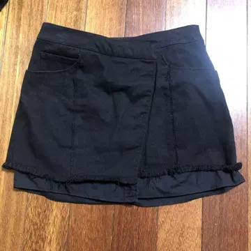 LAGUA GEM 블랙 데님풍 미니 스커트 프린지 헴 S 사이즈