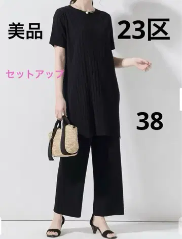 새상품급 23구 레이온 폴리에스테르 스트레치 반팔 튜닉 & 팬츠 셋업