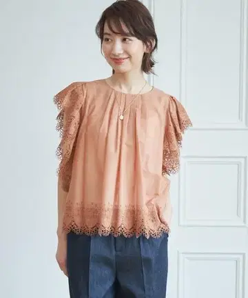 ANAYI 플라워 자수 블라우스 자수 셔츠 36 반팔