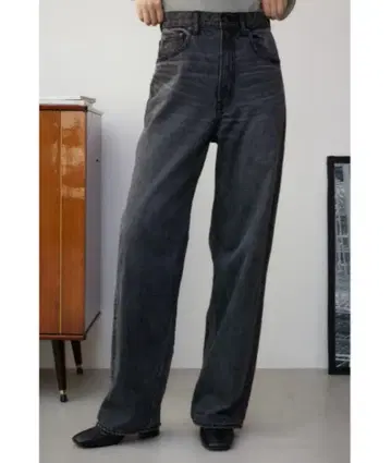 AZUL DENIM 하이 웨스트 와이드 데님 라이트 블랙