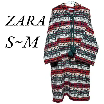 ZARA 자라 판초 후드 부착 판초 크리스마스 노르딕 빨간색 그린