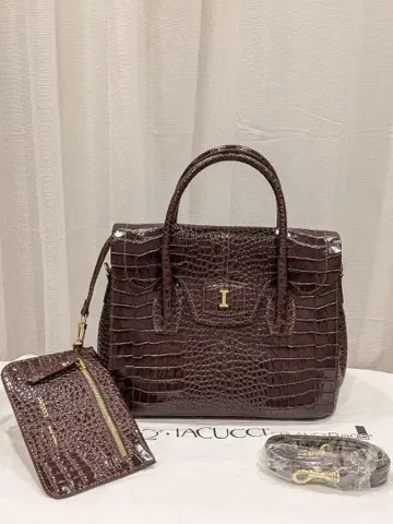 IACUCCI(Italy)소가죽 다크 브라운 크로커다일 숄더백
