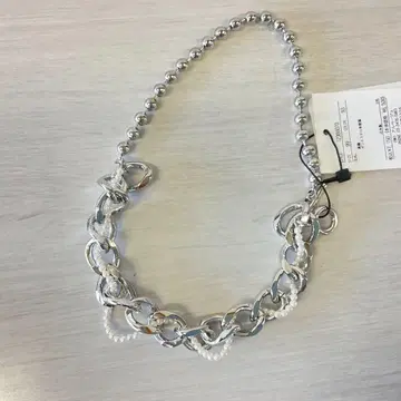실버 체인 목걸이 펄 장식**
