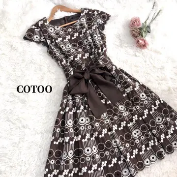 COTOO 원피스 자수 레이스 브라운 리본