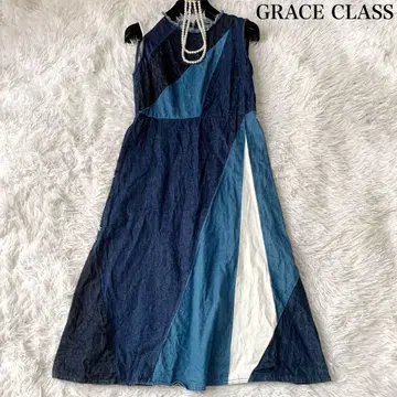 GRACE CLASS 데님 컬러 블록 원피스 36 정가 36,000엔