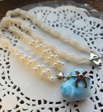 handmade 라리마 하트 스파이럴 목걸이