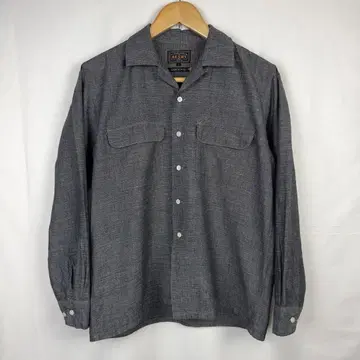 BEAMS PLUS 코튼 린넨 샴브레이 오픈 카라 셔츠