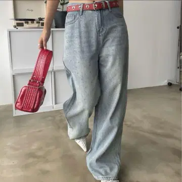SHAGGIE 오로라 큐빅이 달린 빈티지 루즈 데님 팬츠
