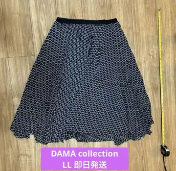 DAMA collection 다마 비대칭 플리츠 스커트 체인 패턴 L