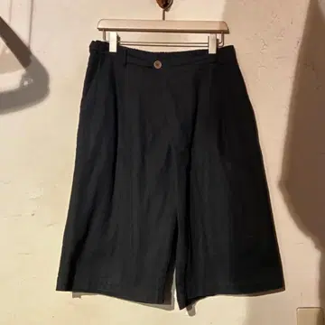 ICHI 이치 팬츠 일본제 벌룬 와이드 숏 팬츠 블랙 린넨