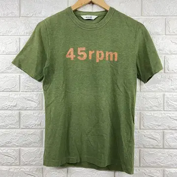 45RPM 라메 믹스 로고 프린트 티셔츠 1 컷 티셔츠 그린