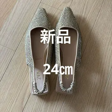 새상품 자라 스틸레토 뮬 골드 38 24cm